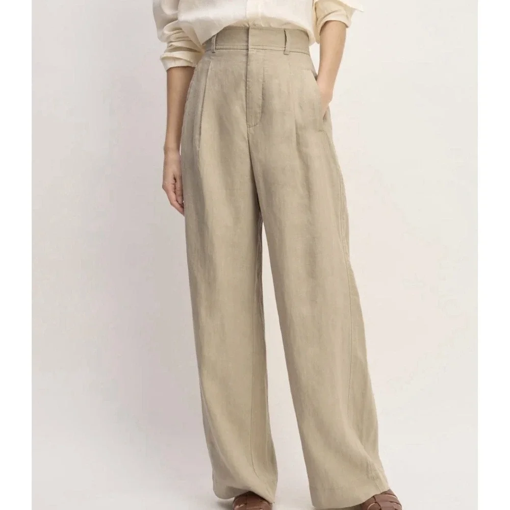 EVERLANE THE LINEN WAY-HIGH DRAPE PANT 100% European Flax Linen Size 6